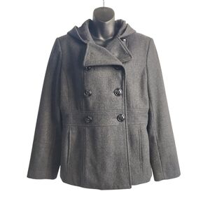 Giacca Women's Gray Wool Blend Double Breasted Pea Coat Size Medium